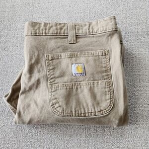 Carhartt Rugged Flex Slim Fit Canvas Work Pant Mens Size 42x30 Khaki 5 Pkt Taper
